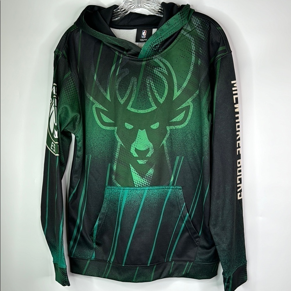 NBA Milwaukee Bucks Fear The Deer Hooded Sweatshirt Size XL Youth